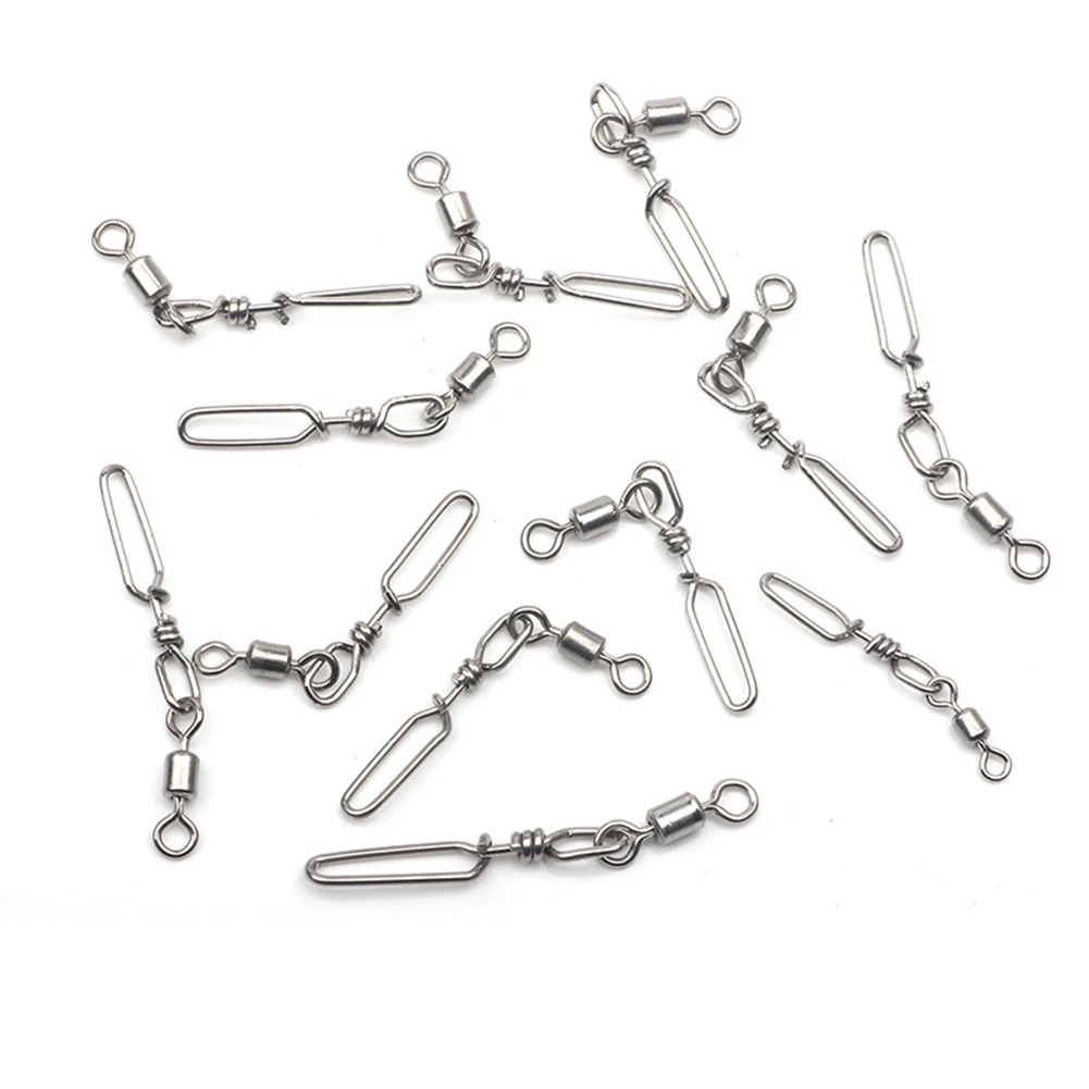 

Fishing Swivels Snap Swivels Silver Stainless Steel Fishing Connector For Lure Fishing Pole Line Connecting Quick Snap