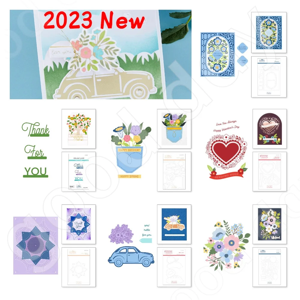 

2023 New Arrival Love Flower Car Metal Cutting Dies Scrapbook Diary Decoration Embossing Template Diy Greeting Card Handmade