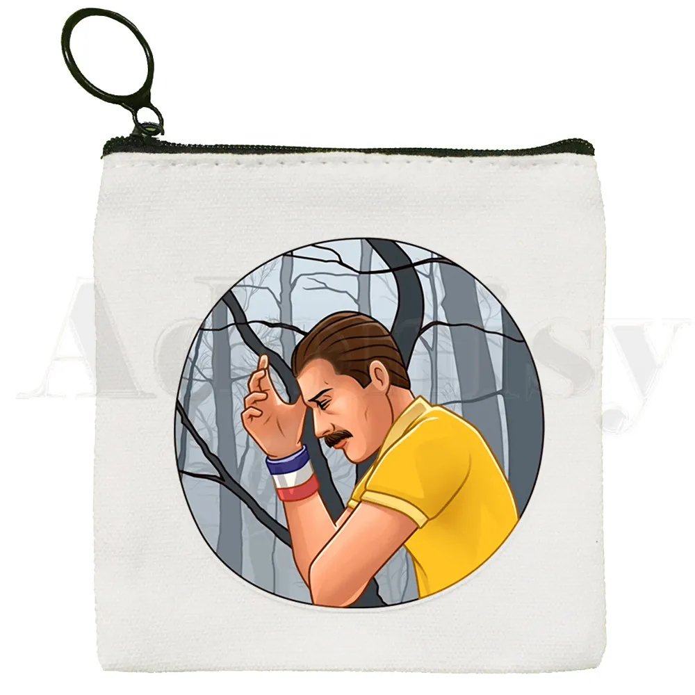 Freddie Mercury The Queen Band Rock Music Coin Purse Illustration Key Case Simple Small Cloth Bag New Creative Coin Purse