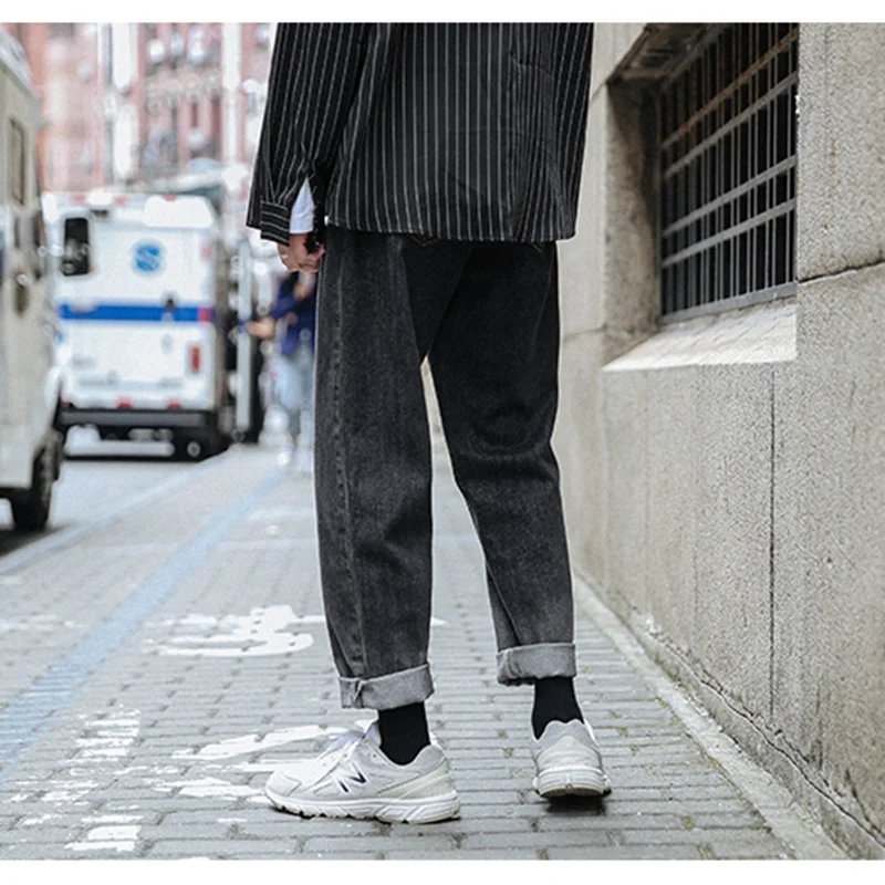 Men's Wear 2022 Autumn New Straight Loose Cylinder Jeans Vintage Versatile Comfortable Black Grey Broad Leg Harun Trousers Women