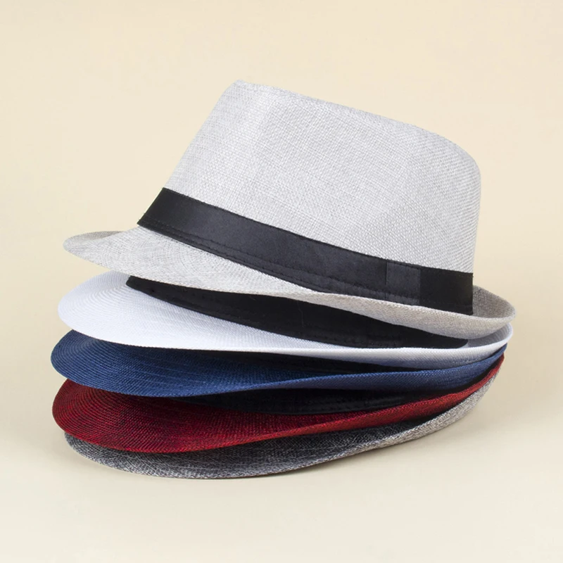 

New Fashion Retro Men Wide Brim Hat Vintage Couple Cap Outdoor Adult Bowler Hats Summer Sun Straw Caps Men's Top Jazz Hat