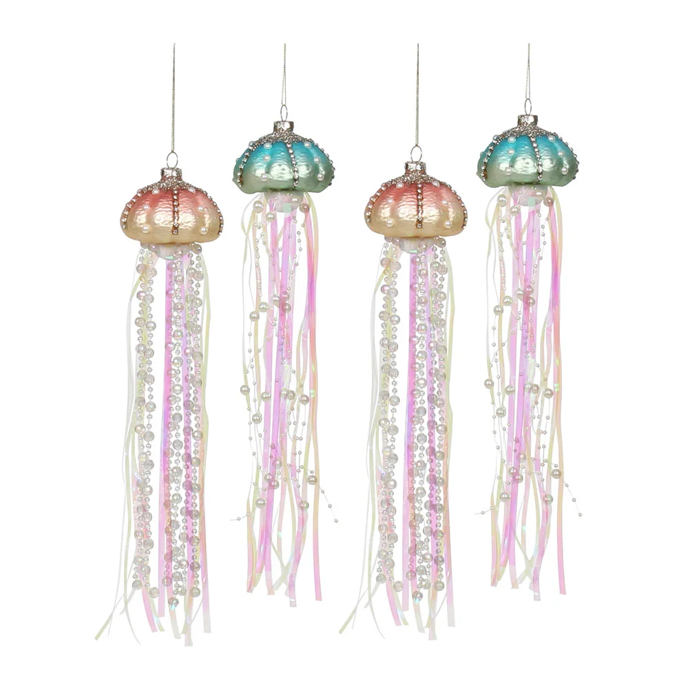 

Christmas Ornaments Treehanging Decorations Coastalornamentkit Beaded Jellyfish Holiday Seasons Decor Wall Beach Decoration