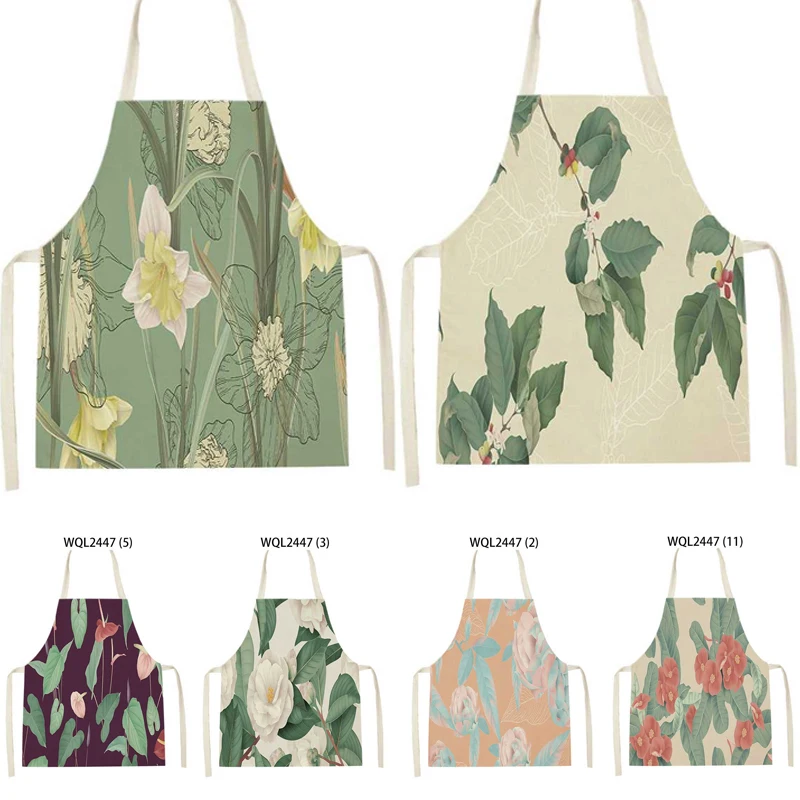 

Фартуки кухонные льняные для женщин, нагрудники для уборки дома, водонепроницаемые для поваров, для приготовления пищи, для взрослых, 68 х5 см