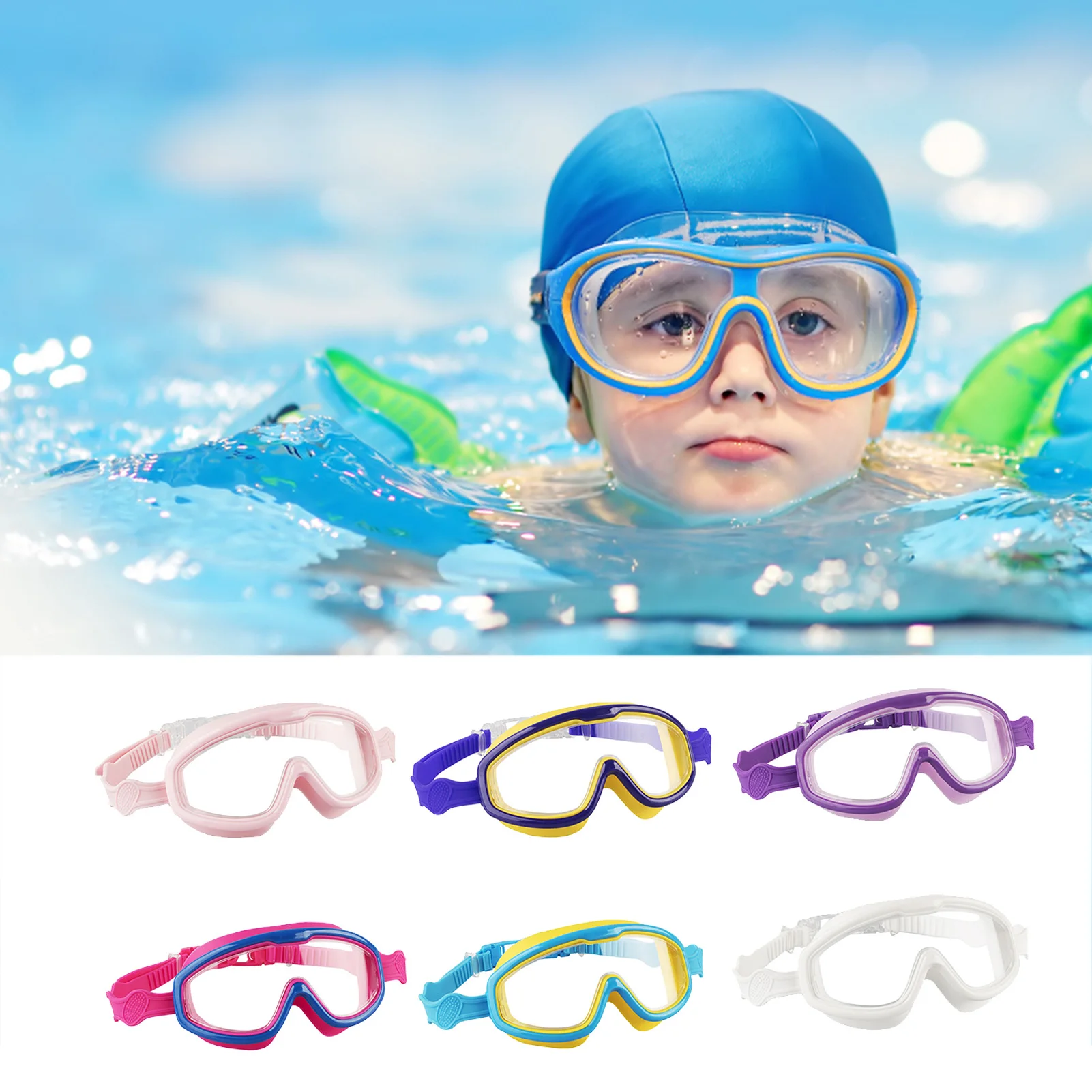 

Colorful Adjustable Children Kids Waterproof Silicone Anti Fog UV Shield Swimming Glasses Goggles Eyewear Eyeglasses With Box