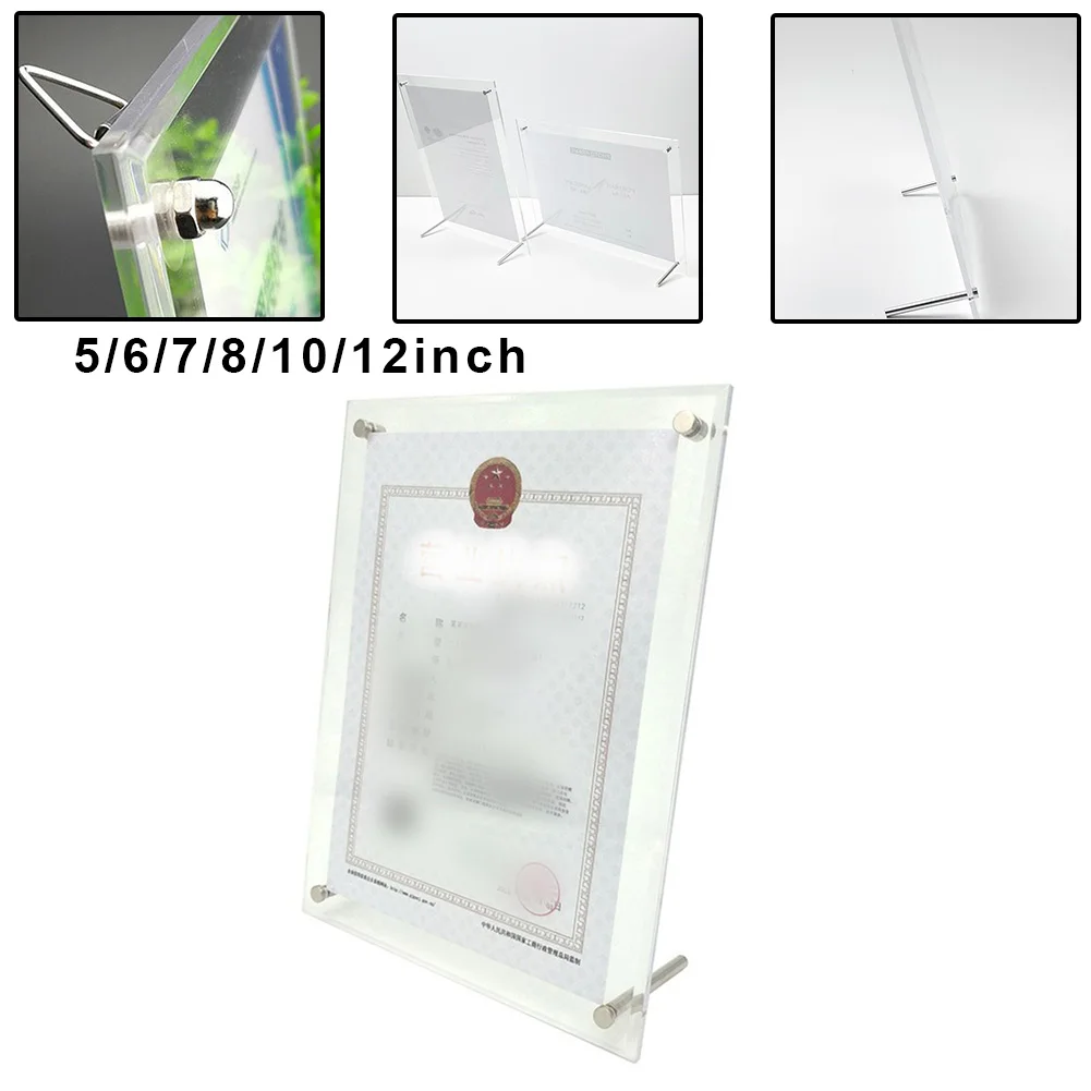 

Acrylic Photo Frame Transparent Painting Art Table Business License Frame Landscape Photos Home Table Decoration