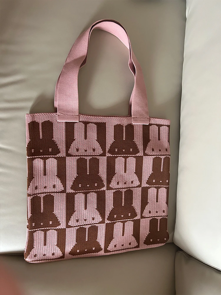 Casual Cute Rabbit 2023 New in Shoulder Wool Knitting Handbag Luxury Designer Brand Crossbody Bags for Women High Quality Purse