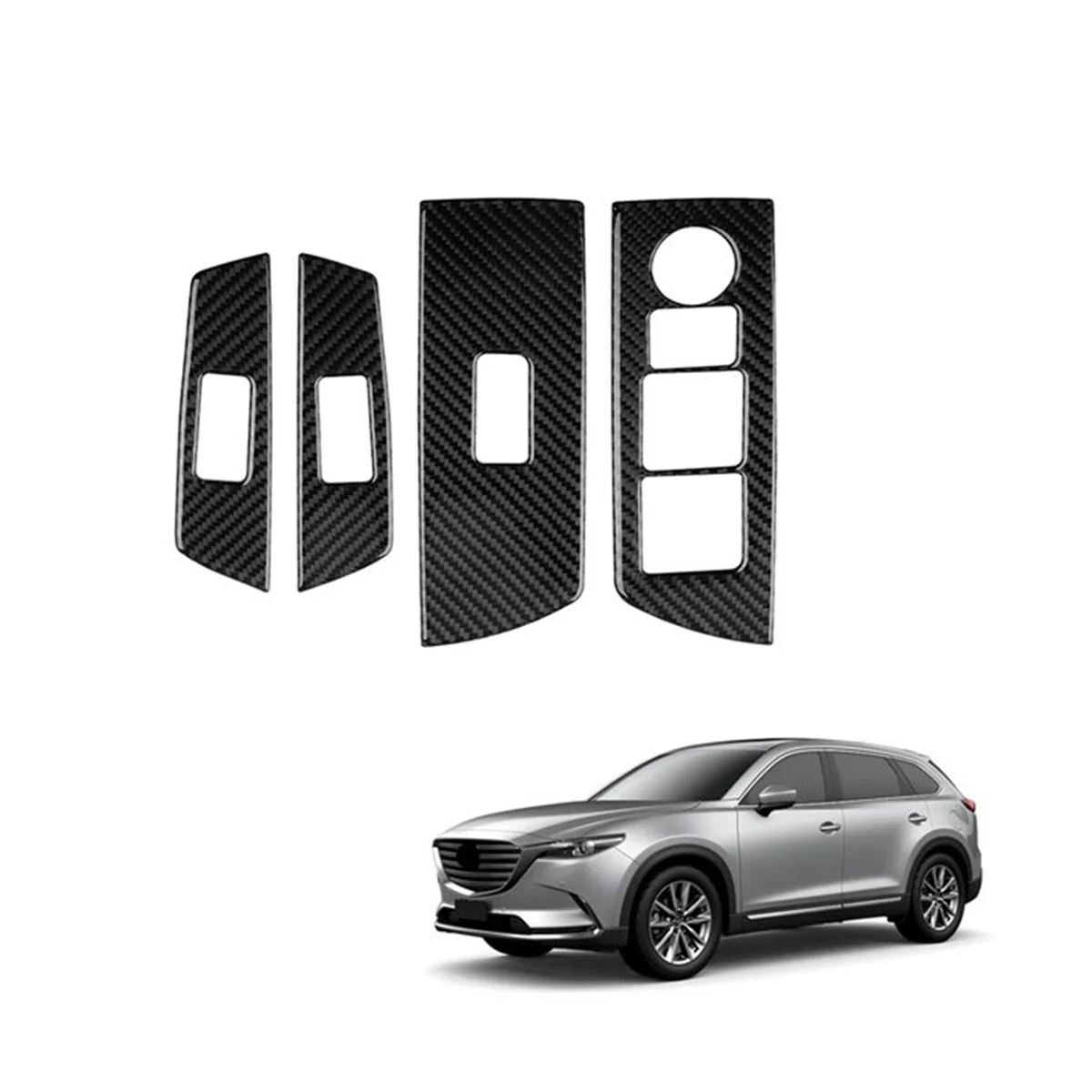 Наклейка на панель из углеродного волокна с кнопкой подъема окон и стекла для Mazda