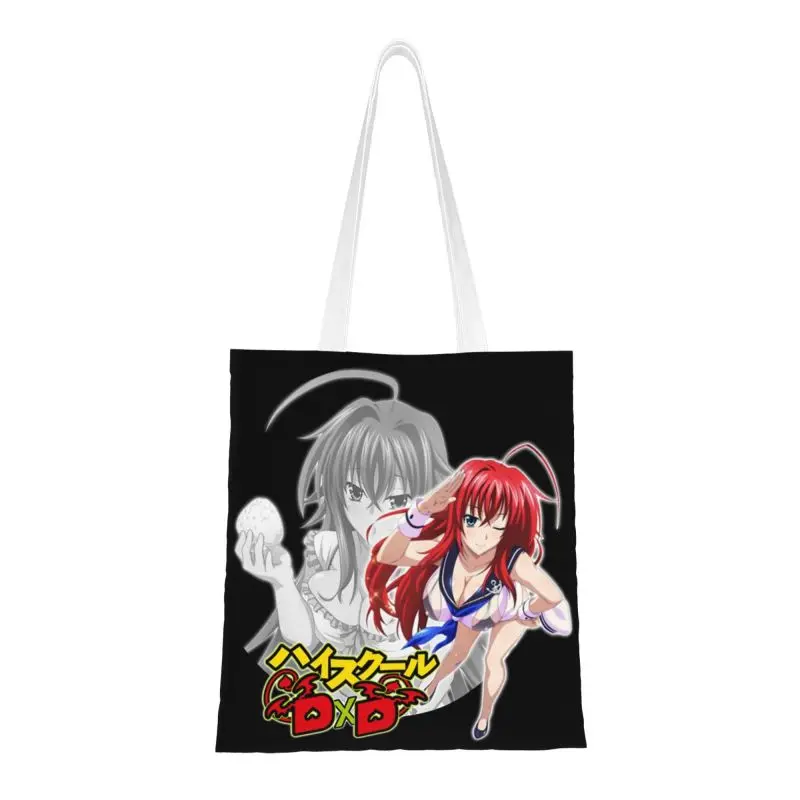 

Сексуальная женская школьная сумка для покупок в японском стиле аниме с силуэтом Dxd, Женская Холщовая Сумка-тоут через плечо, портативные сумки для покупок для продуктов