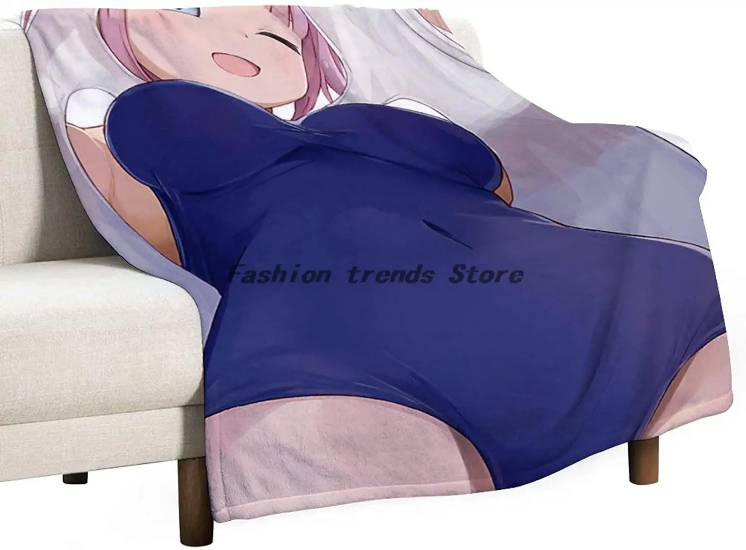

3D Printed Blanket | Anime Kawaii Swimsuit Loli Cartoon Characters Blanket Quilt | Soft Plush Fleece Sherpa Throw Blanket Gift