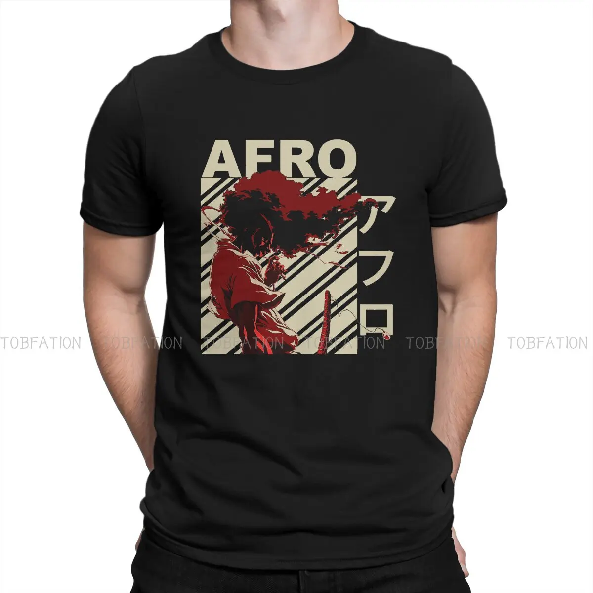 

Vintage Art O Neck TShirt Afro Samurai Mr. Noshi Okazaki Fabric Classic T Shirt Men Tops Individuality Hot Sale