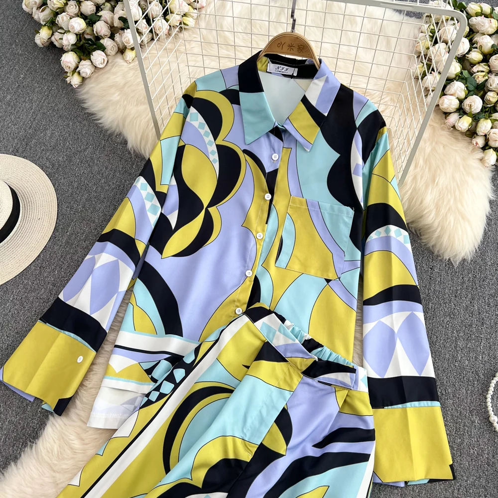 

Fashion Women's Print Pajama Set 2 Pieces with Pants Spring Ladies Sleepwear Long Sleeve Pijama Suit Can Be Wear Outside 2022