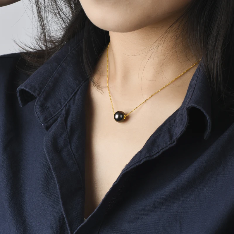 

Цепочка Lnngy 18K с подвеской из натурального таитянского Черного Жемчуга 8-9 мм