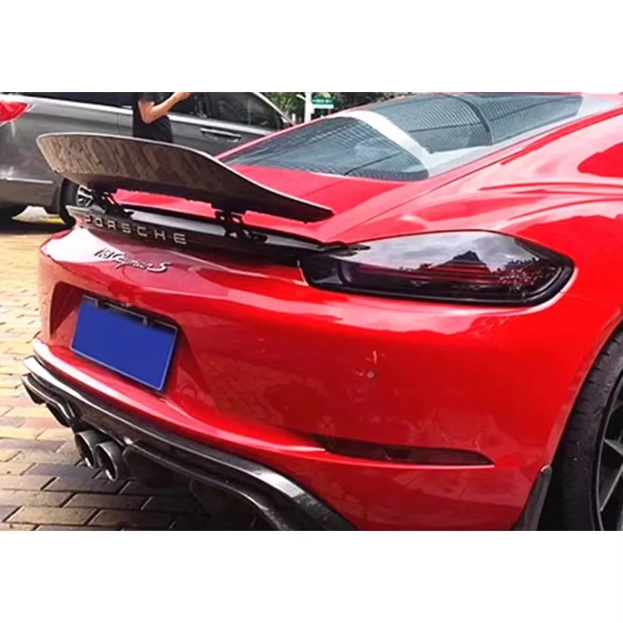 Для Porsche 718 982 Cayman Boxster BKS Style хвостовые плавники из углеродного волокна, задний спойлер багажника, направляющее крыло, комплект кузова с переключателем заднего крыла (art.: 3920cd254faa9) - 3920cd254faa9