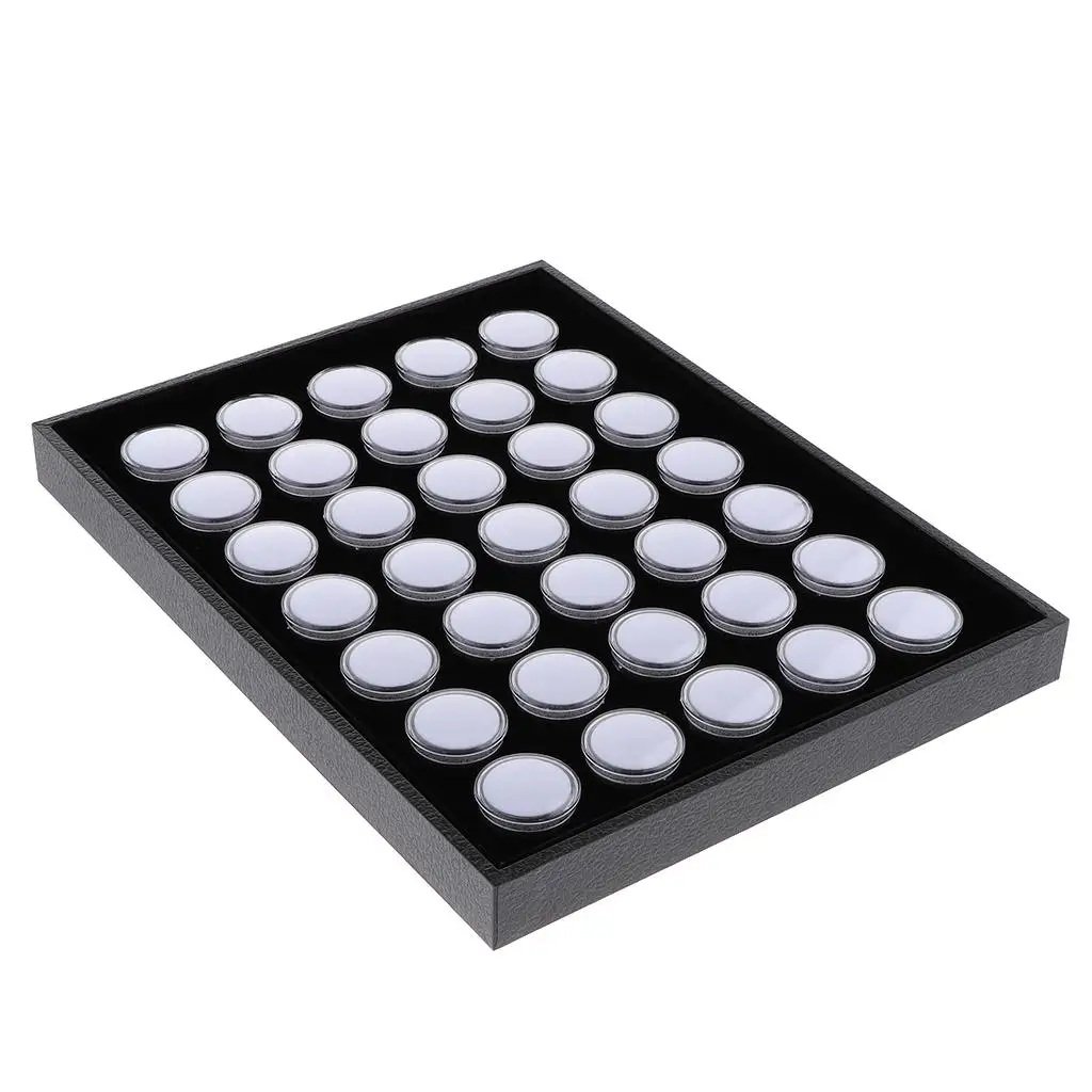

35 Grids PU Leather Loose Gem Beads Display Storage Container 300 x 25mm