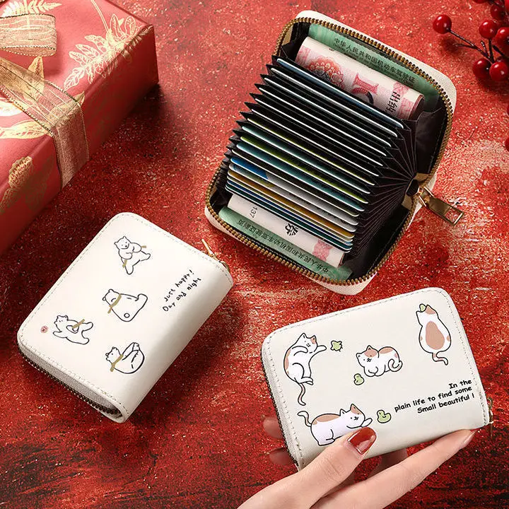 

Cute Card Holder Cartoon Ultra-Thin Compact Bank Card ID Pocket Female Coin Purse Student Anti-Degaussing Large Capacity Wallet