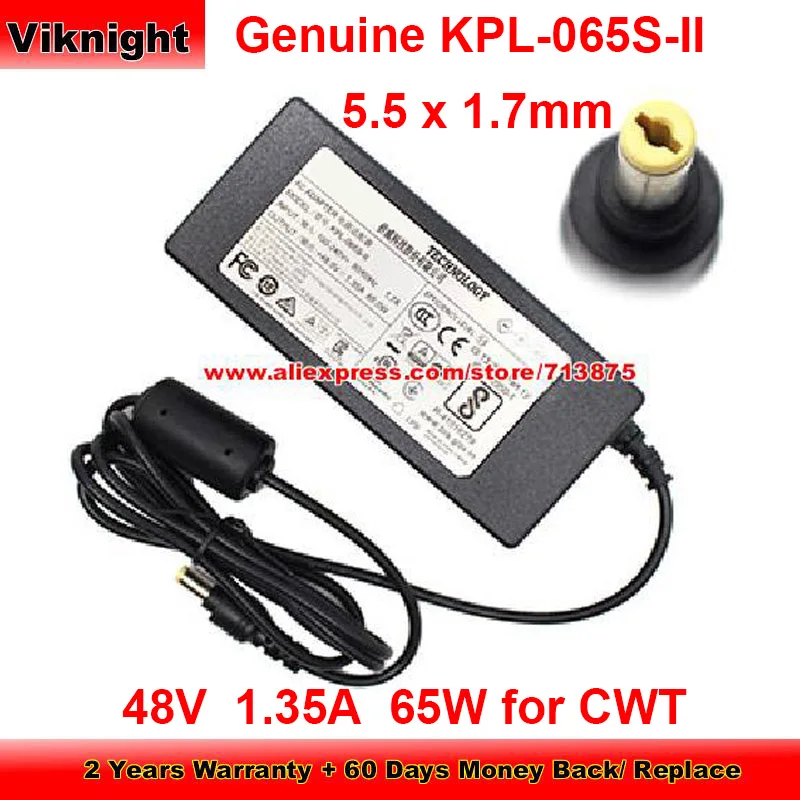 

Genuine KPL-065S-II AC Adapter 48V 1.35A 65W Charger for Hikvision Video Recorder with 5.5 x 1.7mm Tip Power Supply