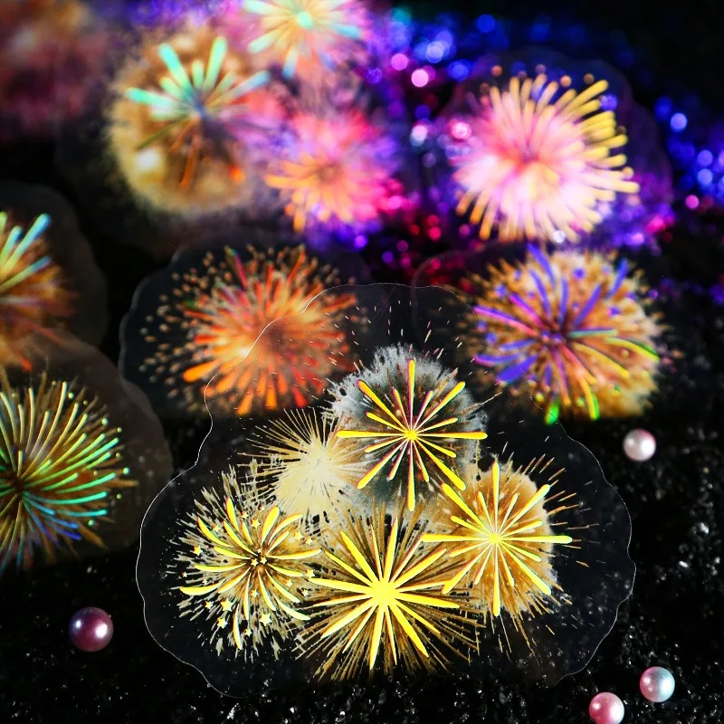 

10Pcs/pack Stereoscopic Fireworks Scrapbooking Stickers Scrapbook Junk Journal DIY Decorative Photo Album Collage PET Sticker