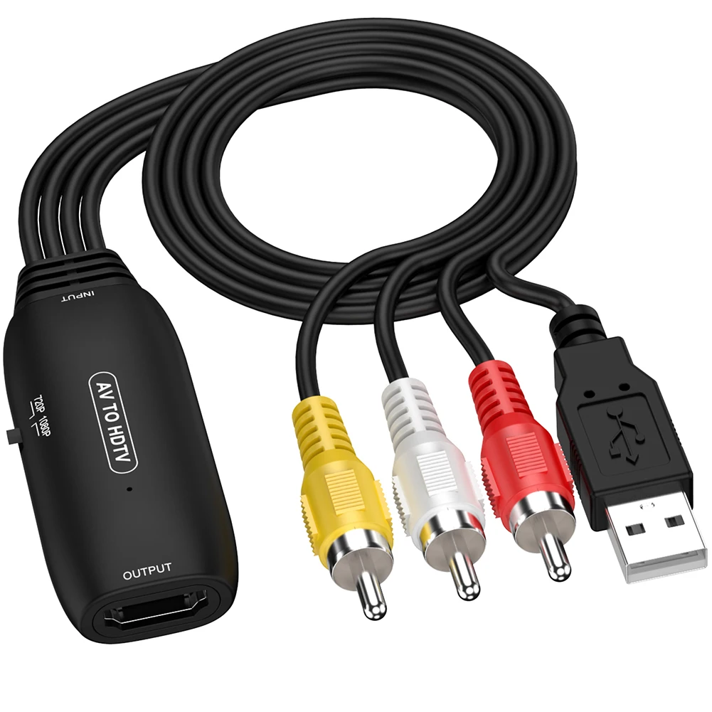 Конвертер совместимый с AV в HDMI 1080p/720p RCA композитный CVBS адаптер видео-аудио