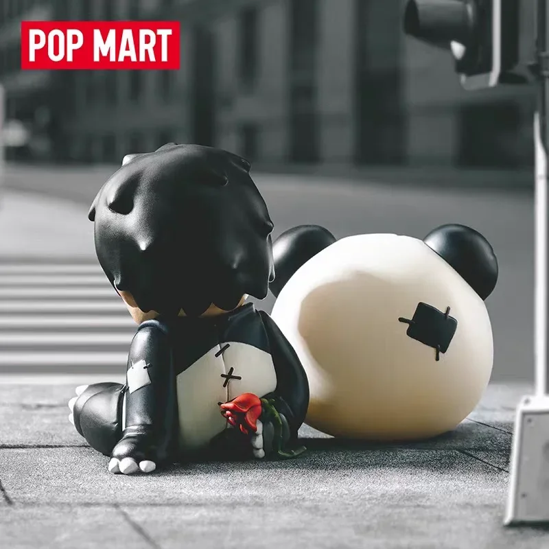 Фото Подлинная кукла POPMART Hirono Panda & Hirono×Qoo, румянец после питья, фигурка, подвесная подвеска-карточка, модный модный подарок №3