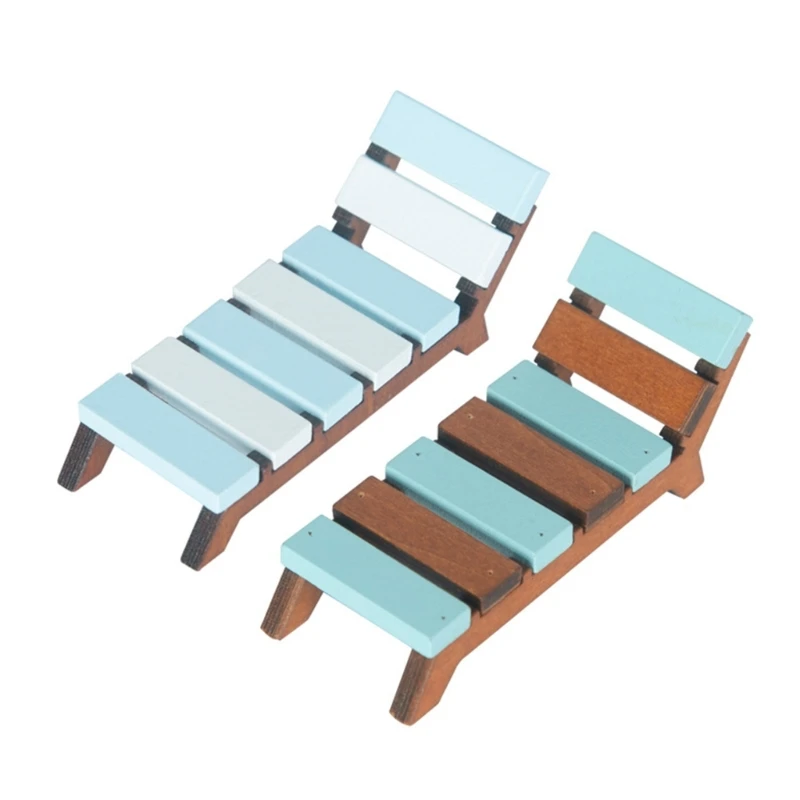 Seasides Pretend Play For Kids Role Furniture Model Toy 1:12 Scale Vintage Deck Chair Play House