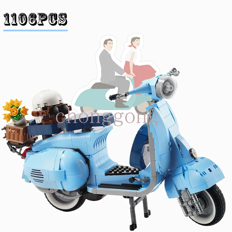 

10298 Movie Roman Holiday Vespas Famous Motorcycle City MOTO Creators Technical Building Blocks Bricks Model Toy Kid Gift