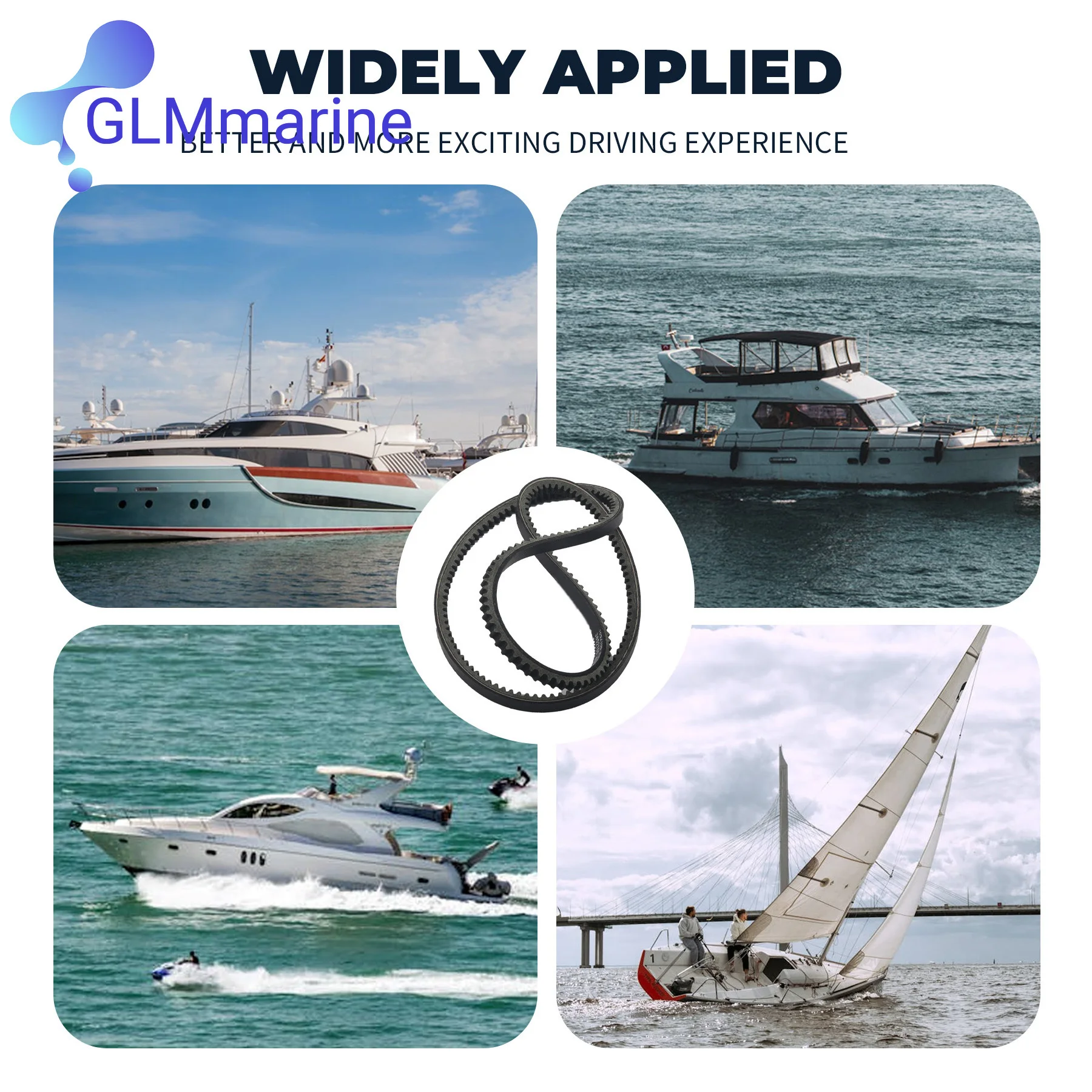Фото Ремень генератора 57-69143Q, совместимый с двигателями Mercruiser 2.5, 3.0, 7.4, 8.2 л, 120GM, 454MAG, 502MAG, артикулы 57-32850, 57-69143T, 69143Q №5