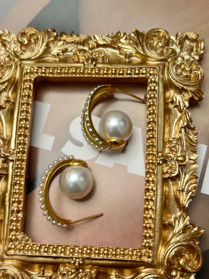 

Женские серьги-гвоздики из циркония, с искусственным жемчугом