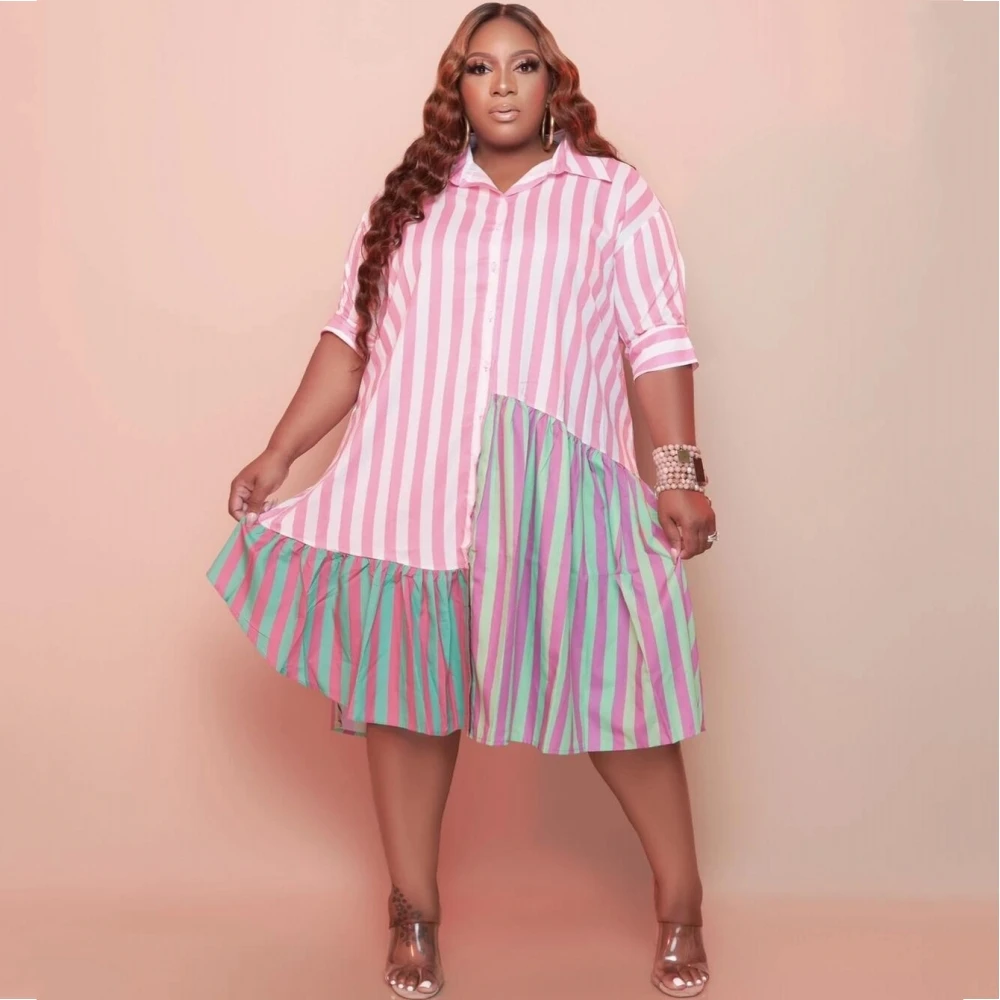 

2022 Dashiki Patchwork Pleated African Clothes Plus Size Africa Clothing Christmas Robe African Pink Dresses For Women Dress