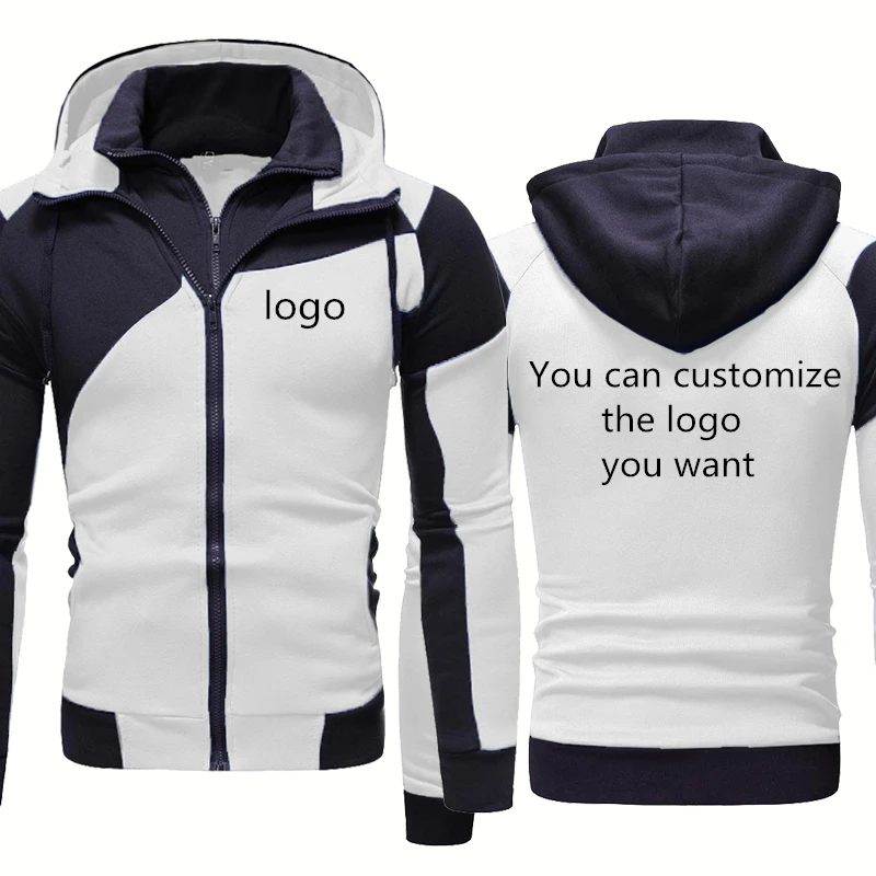 

High Quality Spring Autumn Men's Zip Jacket Can Custom LOGO Printing Keep warm Casual Men's jackets Cotton zipper hooded