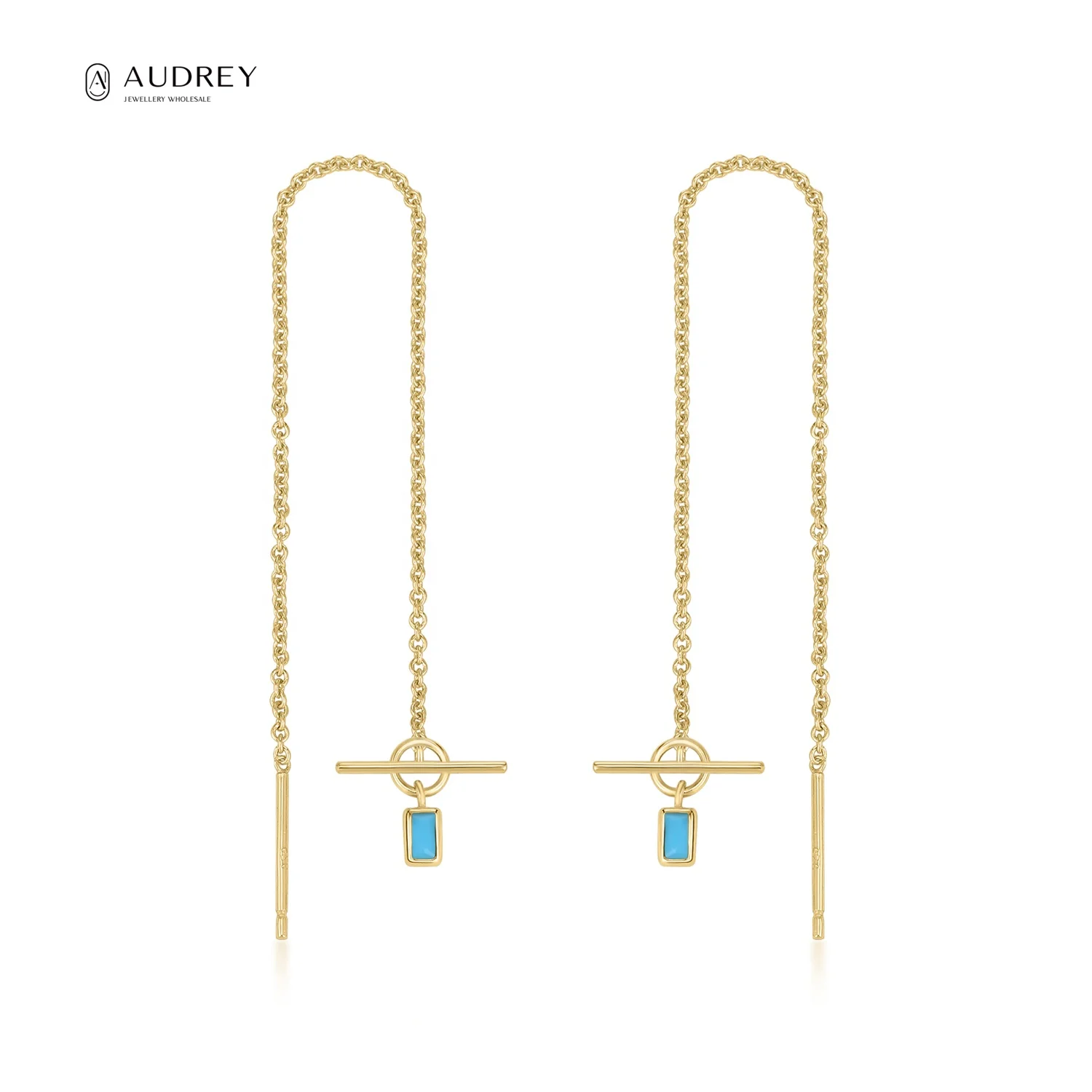 

Audrey Fine Jewellery Designs Toggle Long Tassel Plated 14K Gold Vermeil 925 Sterling Silver Hypoallergenic Earrings