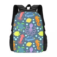 marine octopus turtle starfish fish squid seahorses shells cartoon school bags fashion backpack teenagers bookbag mochila