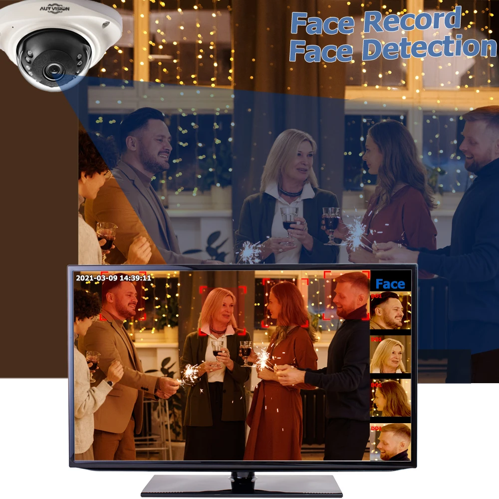 Комплект уличной металлической купольной IP-камеры видеонаблюдения 4K 8 Мп 4 канала