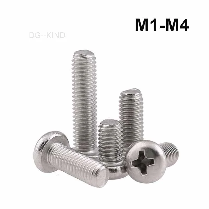 

Round phillips head screws, stainless steel screws with phillips tip, m1, m1. 2, m1. 4, m1. 6, m2, m2. 5, m3, m4, 304, 3-100mm