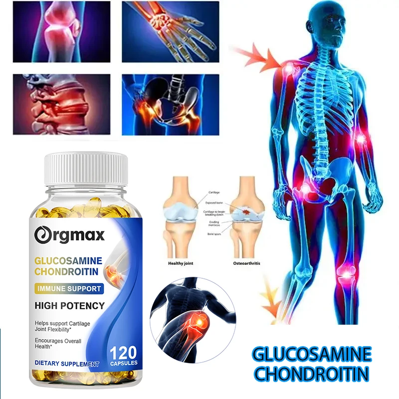 

Orgmax Chondroitin Glucosamine Capsules with Curcumin for Knee Relief Pain Joint Health Bone Quickly Nutrition Supplement