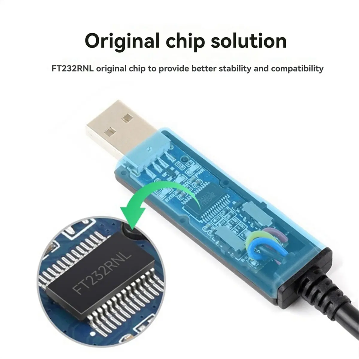 Фото Динамический USB-кабель RS232/485 с 4-контактным последовательным интерфейсом, встроенным индикатором питания и сигнала, на базе №1