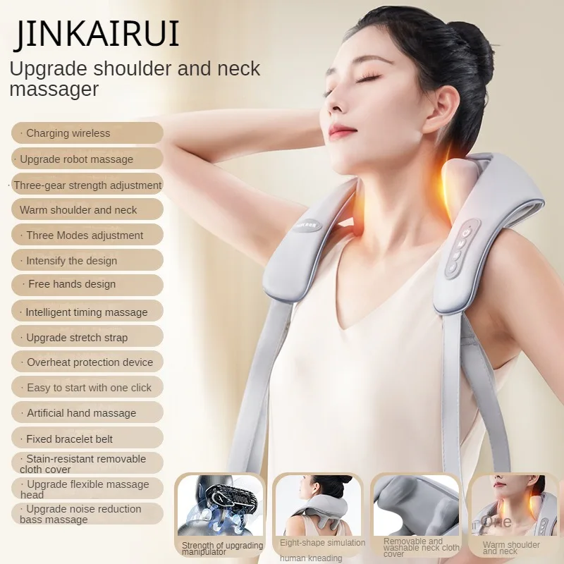 Rechargeable Neck Massager for Pain Relief with Kneading Shoulder Shiatsu Back Massage - Home Body Massager Massage Shawl