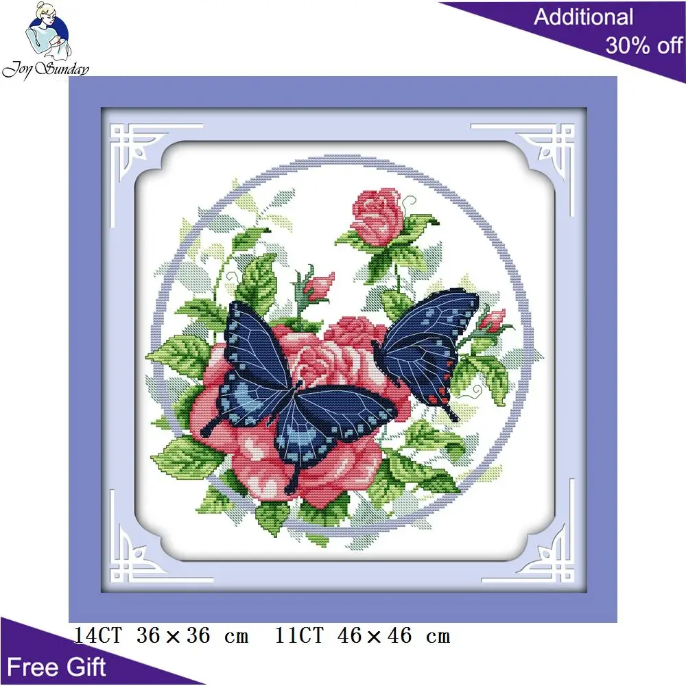 

Joy Sunday Butterflies Flowers Embroidery H100 14CT 11CT Stamped and Counted Home Decor Love Of Butterflies Flowers Cross Stitch