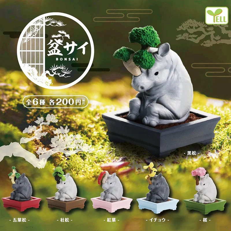 

Original Japan YELL Capsule Toys Cute Plant Rhinoceros Figurine Kawaii Gashapon Miniature Models