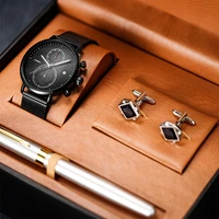 sinobi fashion mans watches set series top luxury quartz wristwatches with pencil and cufflinks gift for boyfriend reloj hombr