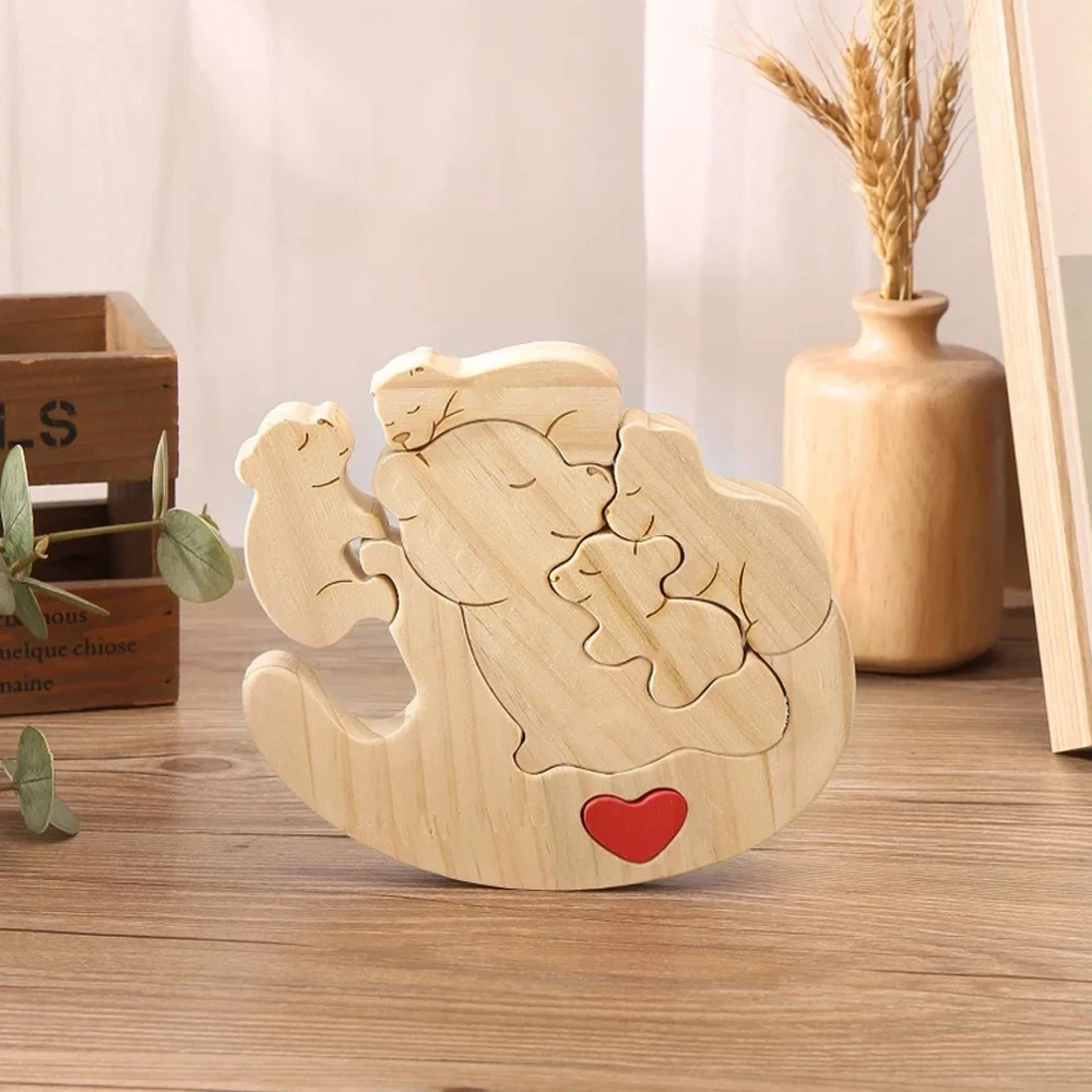 2024 персонализированная деревянная головоломка с медведем любви семейная