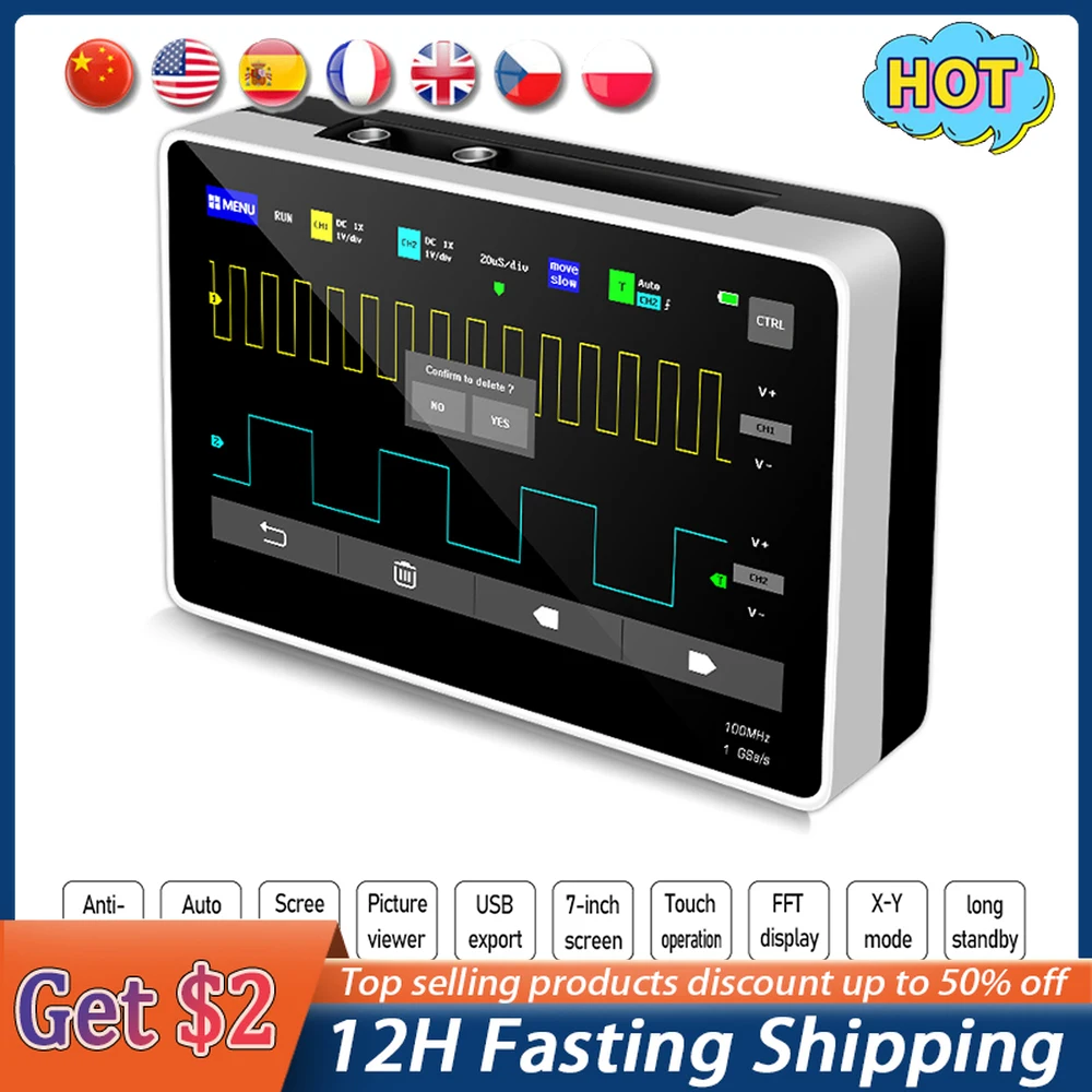 

Sampling Channel Digital 100mhz Dual Bandwidth Mini Digital Tablet Rate Oscilloscope Osciloscopio Oscilloscopes