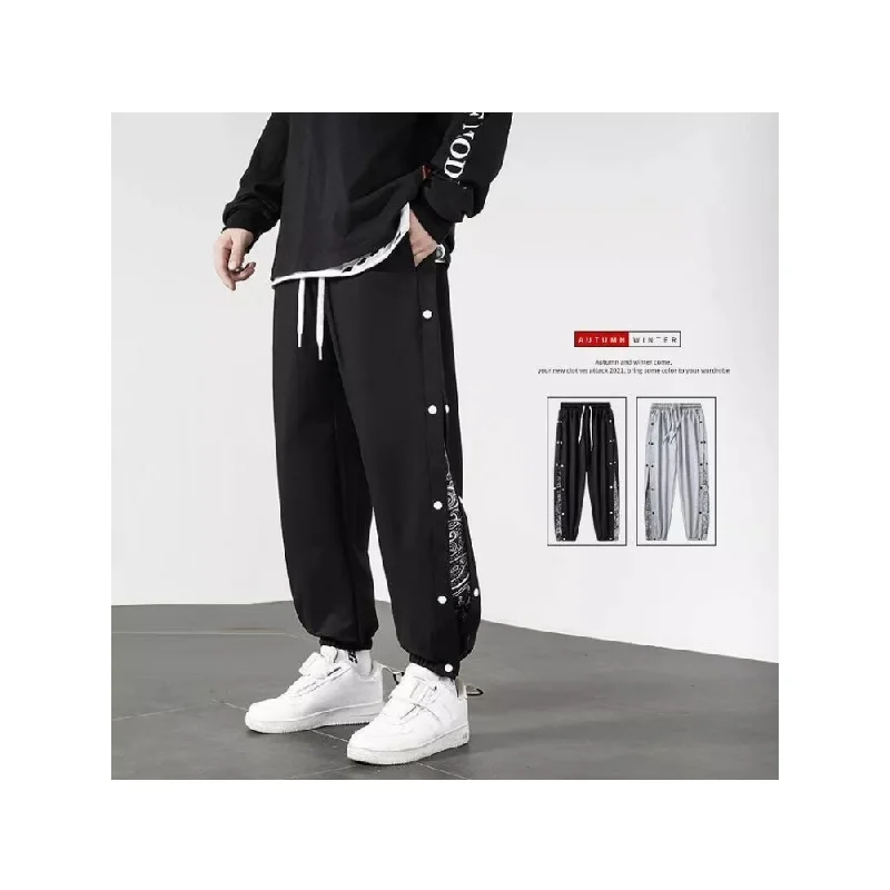 

New Summer Side Breasted Harem Pants Men Sweatpants Casual Cashew Print Pants Sport Trousers Spring Patchwork Joggers Pants
