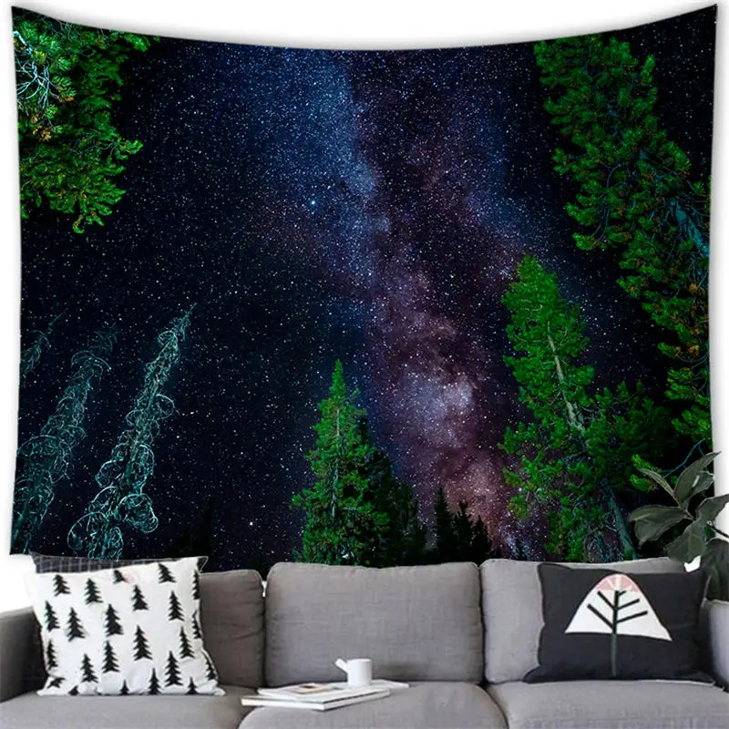 Настенный гобелен с изображением ночного звездного неба декор принтом Галактики