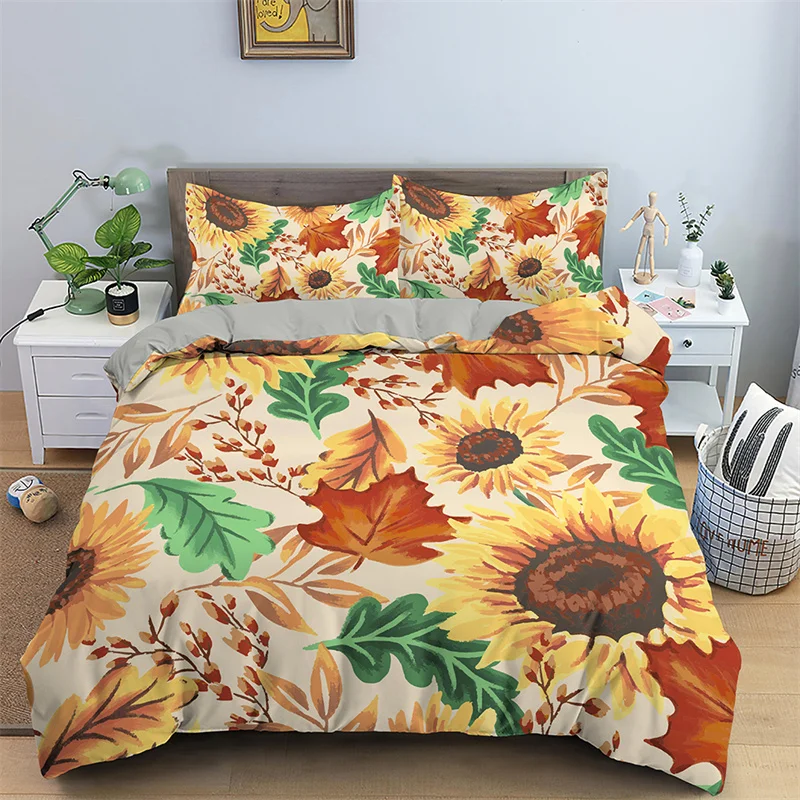 

Botanical Floral Duvet Cover King Leaves Flowers Bedding Set Microfiber Spring Blossom Quilt Cover Single Double For Teen Adult