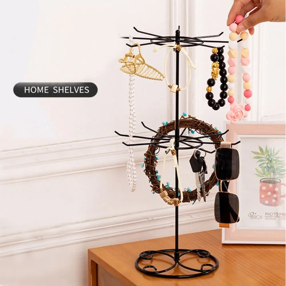 Круглая подставка для ювелирных изделий металлический держатель 2 уровня полка