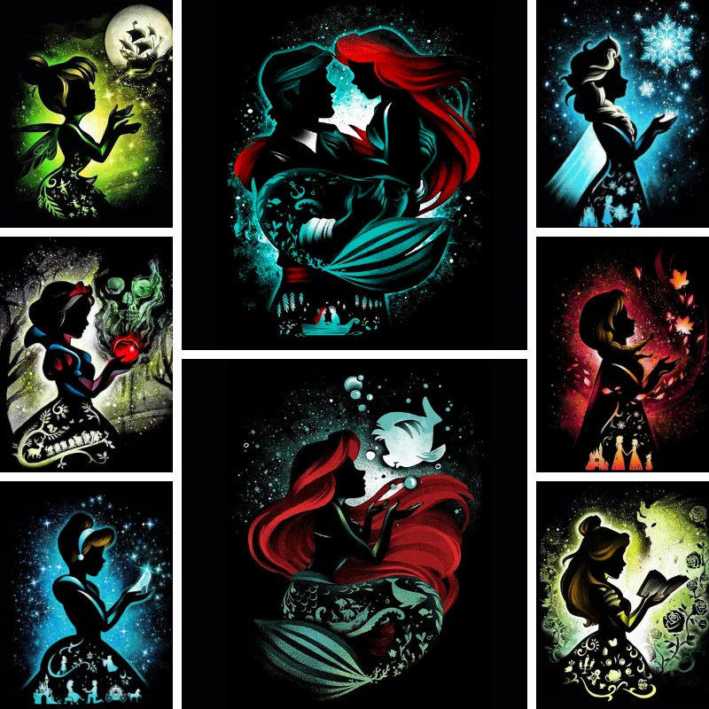 

DIY Disney Princess 5D Diamond Painting Embroidery Cartoon Craft Kits Kid Gift Ariel Frozen Belle Tinker Bell Anime Accessories