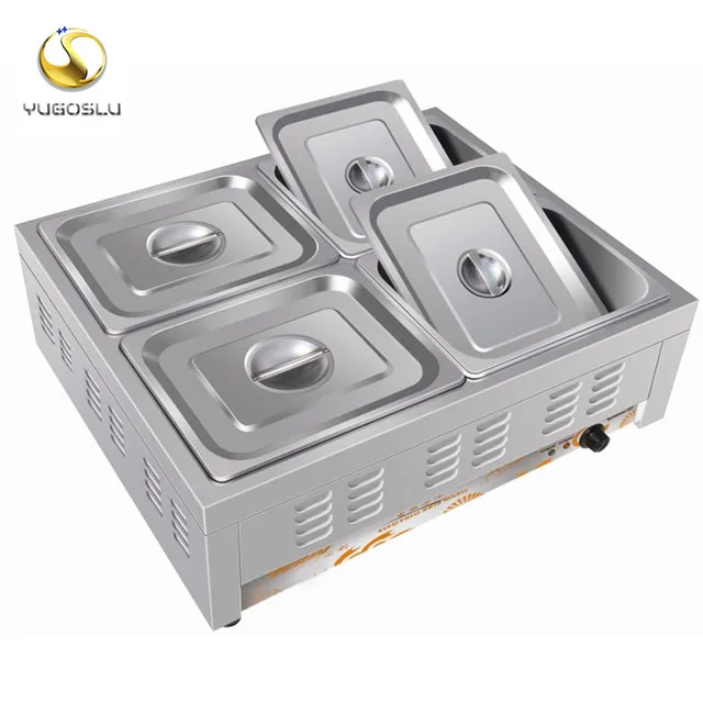 

Multifunction Commercial Soup Bain Marie And Food Warmer For Sale With 4 Pans For Fast Food Restaurants