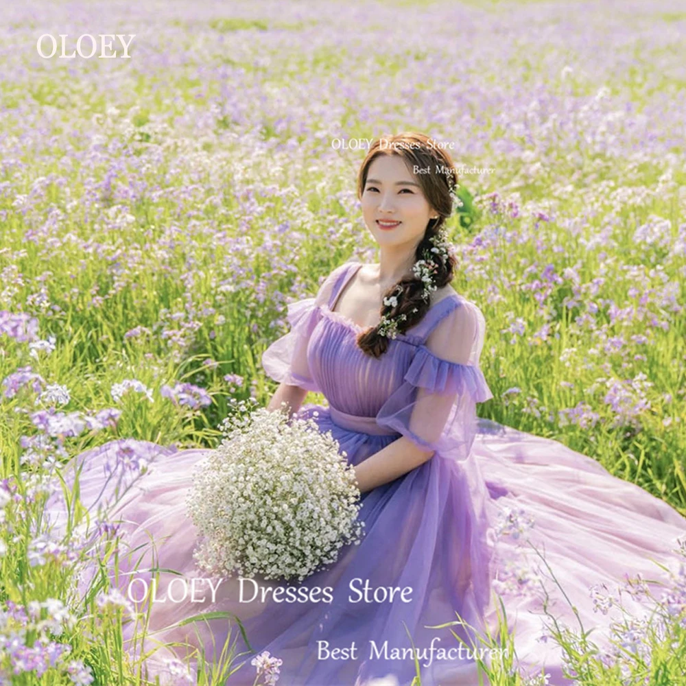 

Женское вечернее платье с бантом OLOEY, элегантное платье из лавандового тюля для сада, свадьбы, фотосессии, с открытыми плечами и лямками