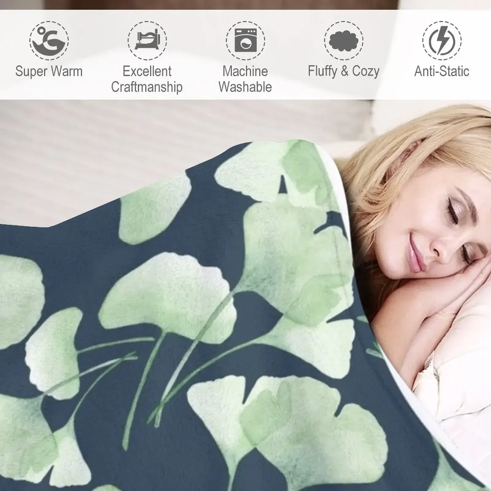 Роскошное декоративное одеяло ginko с листьями