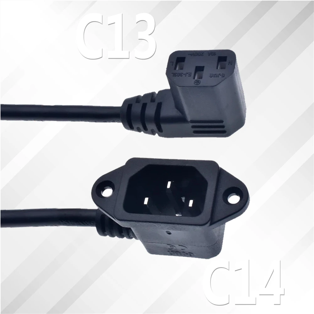 Удлинительный шнур IEC320 C14 к C13, C14 с отверстиями для винтов и угловым C13 длиной 30 см/60 см, H05VV-F 3G 0,75 мм SVT 18AWG 10A 250 В